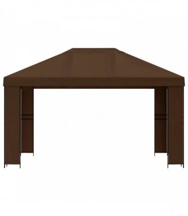 vidaXL Gazebo 4 x 3 m Brown Polyester and Steel 190 gsm — Model: without sidewall