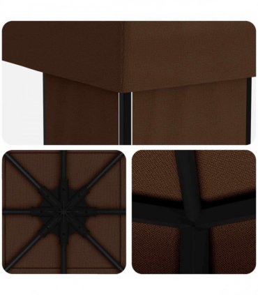 vidaXL Gazebo 4 x 3 m Brown Polyester and Steel 190 gsm — Model: without sidewall