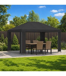 vidaXL Gazebo 4 x 3 m Anthracite Polyester and Steel 190 gsm — Model: without sidewall