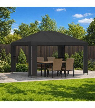 vidaXL Gazebo 4 x 3 m Anthracite Polyester and Steel 190 gsm — Model: without sidewall