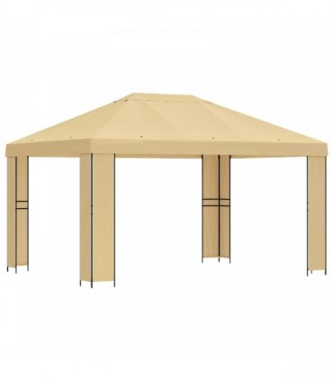 vidaXL Gazebo 4 x 3 m Cream Polyester and Steel 190 gsm — Model: without sidewall