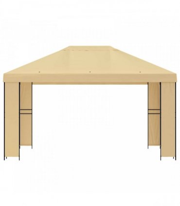 vidaXL Gazebo 4 x 3 m Cream Polyester and Steel 190 gsm — Model: without sidewall