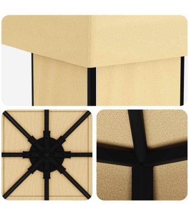 vidaXL Gazebo 4 x 3 m Cream Polyester and Steel 190 gsm — Model: without sidewall