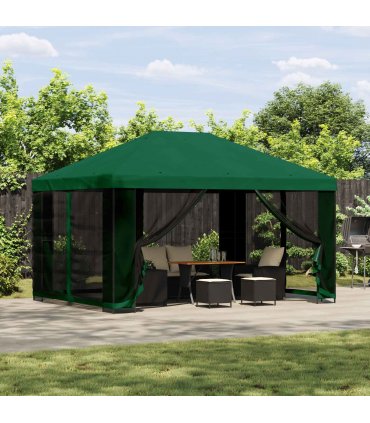 vidaXL Garden Gazebo with Sidewalls 4 x 3 m Green Polyester and Steel — Model: with 4 sidewalls