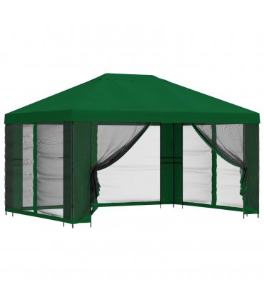 vidaXL Garden Gazebo with Sidewalls 4 x 3 m Green Polyester and Steel — Model: with 4 sidewalls