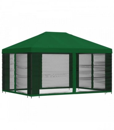 vidaXL Garden Gazebo with Sidewalls 4 x 3 m Green Polyester and Steel — Model: with 4 sidewalls