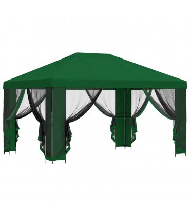 vidaXL Garden Gazebo with Sidewalls 4 x 3 m Green Polyester and Steel — Model: with 4 sidewalls