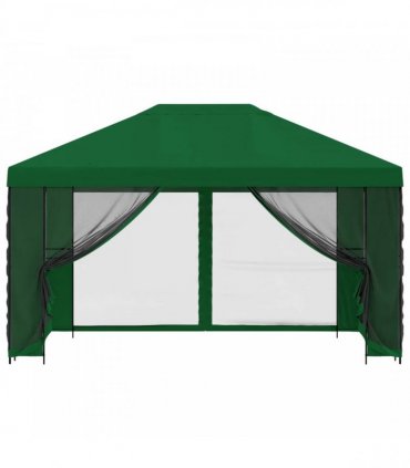 vidaXL Garden Gazebo with Sidewalls 4 x 3 m Green Polyester and Steel — Model: with 4 sidewalls