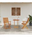 vidaXL Folding Bistro Set Folding 3 pcs Brown Solid Acacia Wood — Size: 60 cm table diameter, Model: 2x armchairs +round table