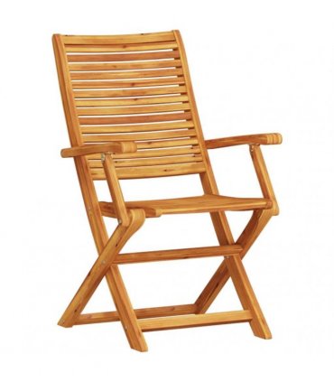 vidaXL Folding Bistro Set Folding 3 pcs Brown Solid Acacia Woo — Size: 60 cm table diameter, Model: 2x armchair +octagonal table