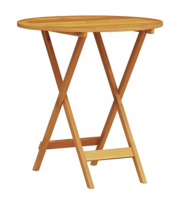 vidaXL Folding Bistro Set Folding 3 pcs Brown Solid Acacia Wood — Size: 70 cm table diameter, Model: 2x armchair +round table