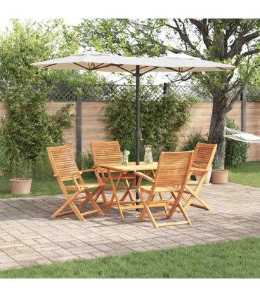 vidaXL Garden Dining Set Folding 5 pcs Brown Solid Acacia Wood — Model: 4x armchair +square table