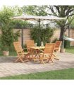 vidaXL Garden Dining Set Folding 5 pcs Brown Solid Acacia Wood — Model: 4x armchair +square table