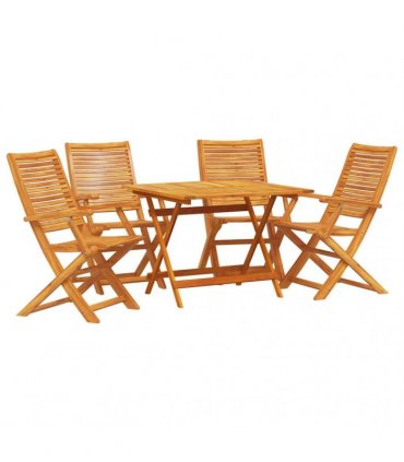 vidaXL Garden Dining Set Folding 5 pcs Brown Solid Acacia Wood — Model: 4x armchair +square table
