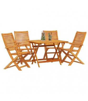 vidaXL Garden Dining Set Folding 5 pcs Brown Solid Acacia Wood — Model: 4x armchair +square table