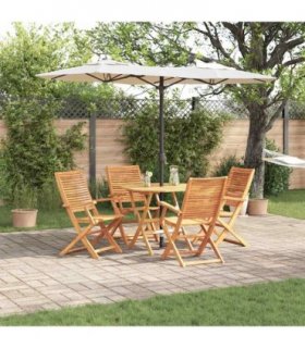 vidaXL Garden Dining Set Folding 5 pcs Brown Solid Acacia Wood — Model: 4 armchairs +octagonal table