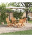 vidaXL Garden Dining Set Folding 5 pcs Brown Solid Acacia Wood — Model: 4 armchairs +octagonal table