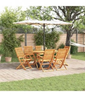 vidaXL Garden Dining Set Folding 7 pcs Brown Solid Acacia Wood — Model: 6x armchair +table