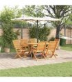 vidaXL Garden Dining Set Folding 7 pcs Brown Solid Acacia Wood — Model: 6x armchair +table