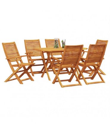 vidaXL Garden Dining Set Folding 7 pcs Brown Solid Acacia Wood — Model: 6x armchair +table