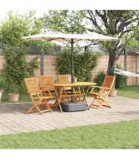 vidaXL Garden Dining Set Folding 5 pcs Brown Solid Acacia Wood — Model: 4x armchair +table