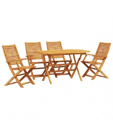 vidaXL Garden Dining Set Folding 5 pcs Brown Solid Acacia Wood — Model: 4x armchair +table