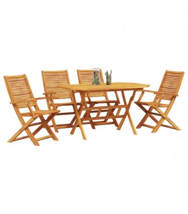 vidaXL Garden Dining Set Folding 5 pcs Brown Solid Acacia Wood — Model: 4x armchair +table