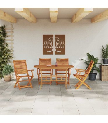 vidaXL Garden Dining Set Folding 5 pcs Brown Solid Acacia Wood — Model: 4x armchair +table
