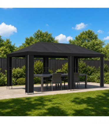 vidaXL Garden Gazebo 6 x 3 m Black Polyester and Steel 190