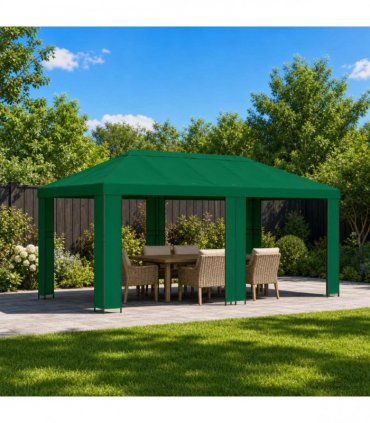 vidaXL Garden Gazebo 6 x 3 m Green Polyester and Steel 190