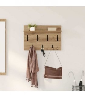 vidaXL Wall-Mounted Coat Rack with Shelf Artisan Oak 60 x 40 x 12 cm