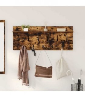 vidaXL Wall-Mounted Coat Rack with Shelf Smoked Oak 100 x 40 x 12 cm