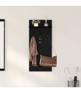 vidaXL Wall-Mounted Coat Rack with Shelf Black Oak 40 x 10 x 90 cm