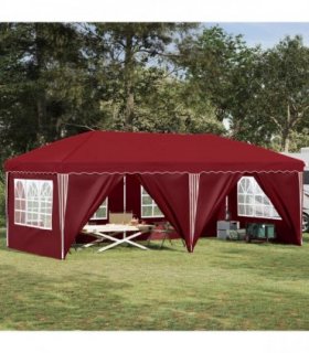 vidaXL Pop-up Party Tent 575 x 288 x 245 cm Burgundy — Model: with 6 sidewalls