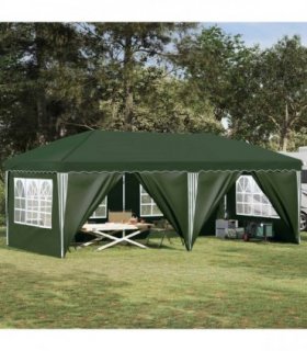 vidaXL Pop-up Party Tent 575 x 288 x 245 cm Green — Model: with 6 sidewalls