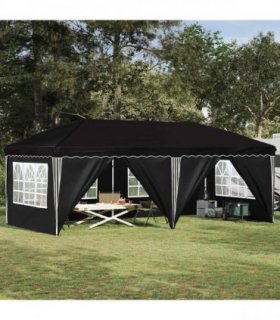 vidaXL Pop-up Party Tent 575 x 288 x 245 cm Black — Model: with 6 sidewalls