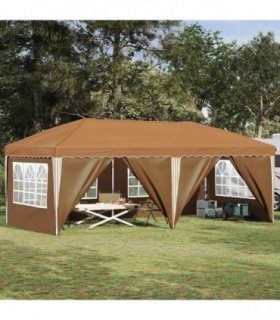 vidaXL Pop-up Party Tent 575 x 288 x 245 cm Beige — Model: with 6 sidewalls