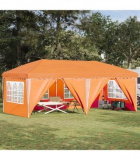 vidaXL Pop-up Party Tent 575 x 288 x 245 cm Orange — Model: with 6 sidewalls