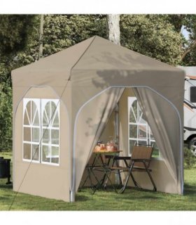 vidaXL Pop-up Party Tent 192 x 192 x 245 cm Cream — Model: with 4 sidewalls