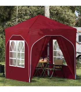 vidaXL Pop-up Party Tent 192 x 192 x 245 cm Burgundy — Model: with 4 sidewalls