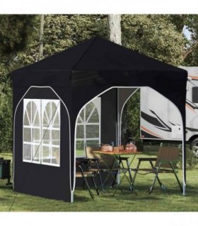 vidaXL Pop-up Party Tent 192 x 192 x 245 cm Black — Model: with 2 sidewalls