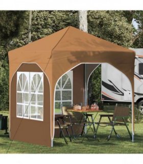 vidaXL Pop-up Party Tent 192 x 192 x 245 cm Beige — Model: with 2 sidewalls