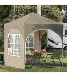 vidaXL Pop-up Party Tent 192 x 192 x 245 cm Cream — Model: with 2 sidewalls