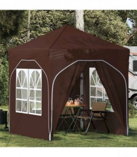 vidaXL Pop-up Party Tent 192 x 192 x 245 cm Brown — Model: with 4 sidewalls