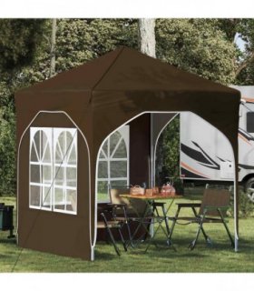 vidaXL Pop-up Party Tent 192 x 192 x 245 cm Taupe — Model: with 2 sidewalls