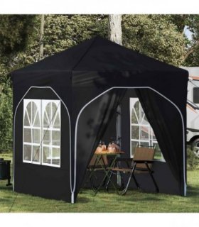 vidaXL Pop-up Party Tent 192 x 192 x 245 cm Antracite — Colour: Anthracite, Model: with 4 sidewalls