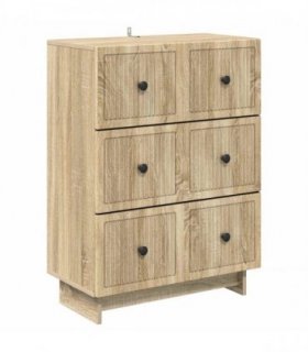 vidaXL Drawer Cabinet Sonoma Oak 66 x 34.5 x 90 cm Engineered Wood — V0672158090