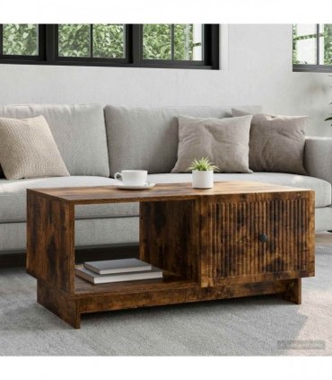 vidaXL Coffee Table Smoked Oak 90 x 50 x 40 cm Engineered Wood — V0672158096