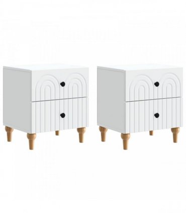 vidaXL Bedside Cabinet 2 pcs White 43 x 34.5 x 48 cm Engineered Wood