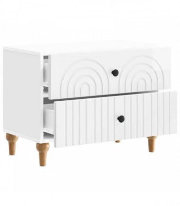 vidaXL Bedside Cabinet with Drawer High Gloss White 62 x 34.5 x 48 cm